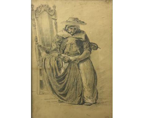 19TH CENTURY ENGLISH SCHOOL "German Lacemakers", two portrait studies, one with indistinct description "To IM", both with mat