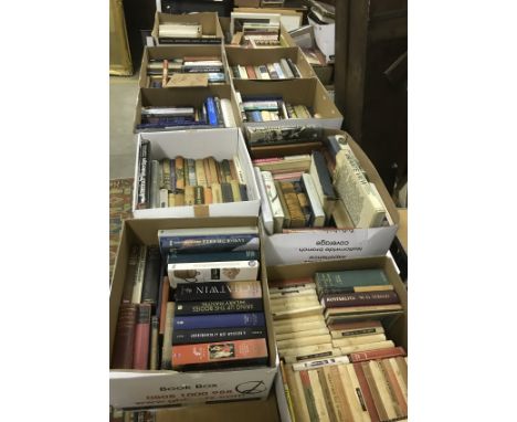 Ten boxes of various reference books and novels to include "Botanical Illustration" by WILLIAM WHEELER, "Since Cezanne" by CL