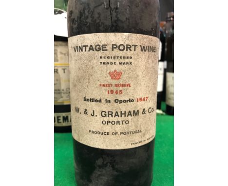 One bottle W &amp; J Graham &amp; Co. Vintage Port Finest Reserve 1945, bottled in Oporto 1947, together with another Croft &