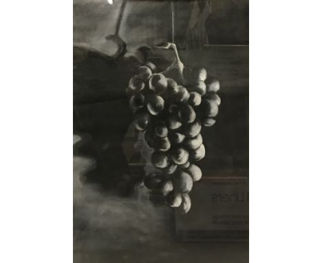 SARAH BECKETT "Black Grapes", charcoal, signed, dated and titled verso, image size approx 68 cm x 46 cm, together with three 