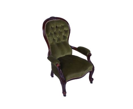 A Victorian button back open armchair and another (2)