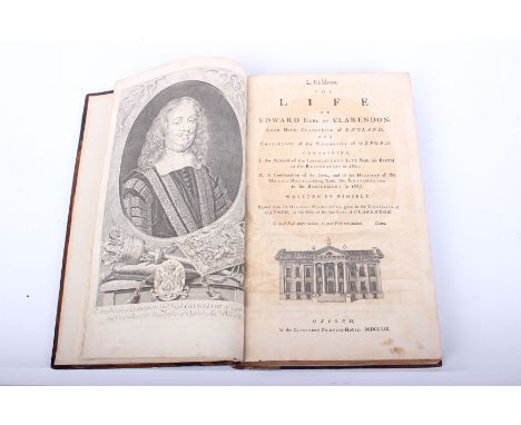 A first edition copy of ‘The Life of Edward Clarendon’, by L. Kirkham, 1759, published at the Clarendon Printing-House, Oxfor