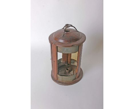 A wooden storm or carriage lamp (distressed)38cm high 