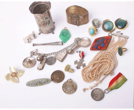 A mixed lot to include a small group of Ethnic North African jewellery including; a 'charm' bracelet hung with a Mexican hat,