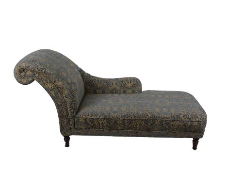A Victorian style chaise longue and matching button upholstered footstool