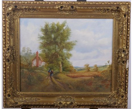 Jack. R. Mould'Landscape' - Figure by a cottageOil on canvasSigned & Filed to verso. Dated '8041 x 51cm