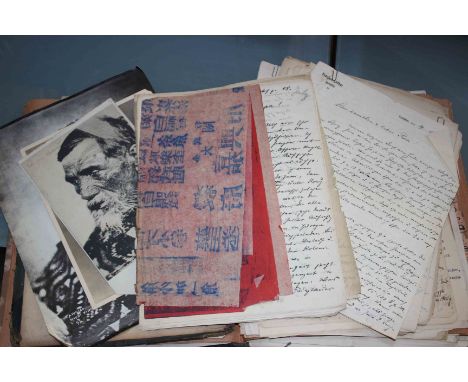 A collection of 20th century ephemera, including a manuscript of Picasso's play 'Desire Caught by the Tail', other play scrip