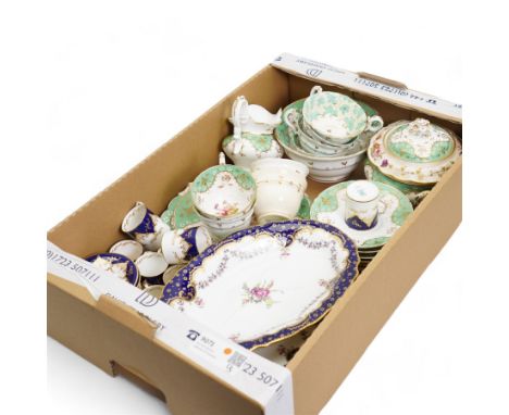 Part set of Coalport seven coffee cans and eleven saucers, together with six similarly decorated side plates and a 19th centu