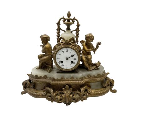 French 8-day spelter Mantle clock c1900