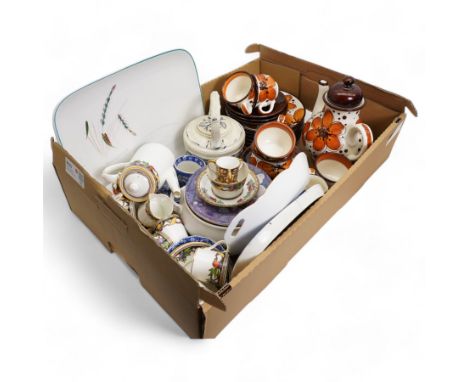 Paragon coffee set for six, Schramberg part tea service, Denby rectangular dish, a Royal Crown Derby miniature Trig (a/f) and