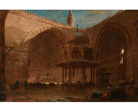 ATTRIBUTED TO EDWARD ANGELO GOODALL (BRITISH 1819-1908)THE MOSQUE OF SULTAN HASSAN, CAIROOil on canvasIndistinctly signed (lo