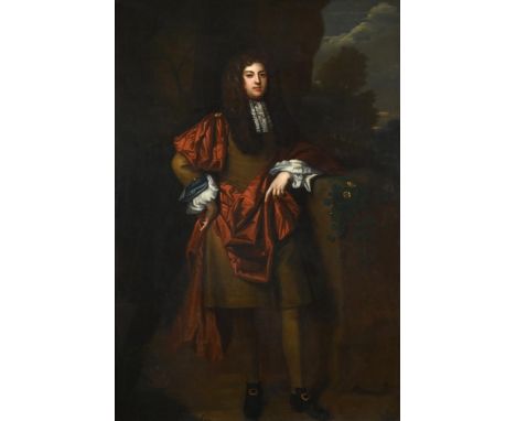 CIRCLE OF SIR GODFREY KNELLER (BRITISH 1646-1723)PORTRAIT OF A GENTLEMAN, FULL-LENGTH, IN A LANDSCAPEOil on canvas226 x 148cm