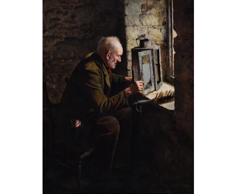 λ  CHARLES SPENCELAYH (BRITISH 1865-1958)ANCIENT LIGHTSOil on panelSigned (lower right) and signed and inscribed as titled (o