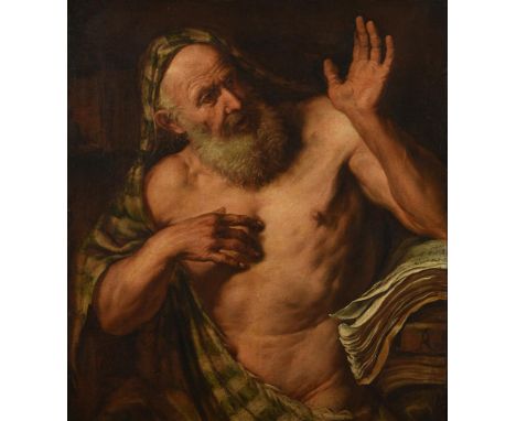 ATTRIBUTED TO GIOVANNI BATTISTA LANGETTI (ITALIAN 1625-1676)DIOGENESOil on canvasSigned with erroneous monogram (lower right)