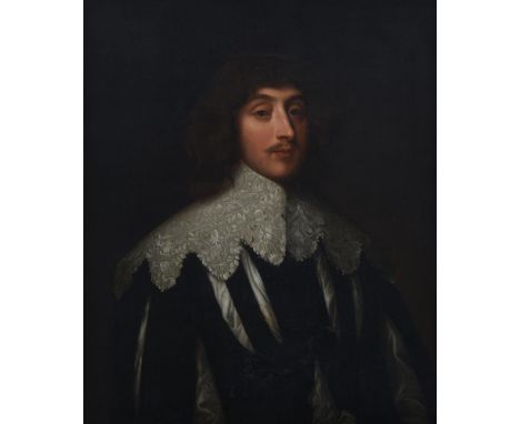 FOLLOWER OF SIR ANTHONY VAN DYCKPORTRAIT OF WILLIAM VILLIERS, 2ND VISCOUNT GRANDISON, QUARTER-LENGTH, IN A SLASHED DOUBLET WI