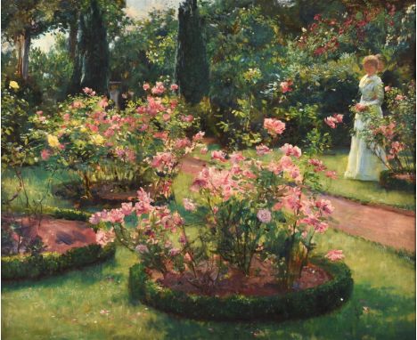 HERBERT ARNOULD OLIVIER (BRITISH 1861-1952)FIGURES IN A ROSE GARDENOil on canvas50 x 60cm (19½ x 23½ in.)Provenance:The artis