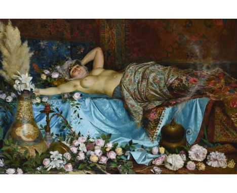 ALBERTO FABBI (ITALIAN 1858-1906)A RECLINING NUDEOil on canvas Signed 'A. Fabbi' (lower right)93 x 141cm (36½ x 55½ in.)Prove