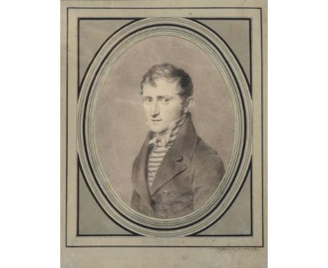 CHRISTOPHE GUÉRIN (FRENCH 1758-1831) PORTRAIT OF A GENTLEMAN, BUST-LENGTH, OVAL Black chalk heightened with white Signed and 