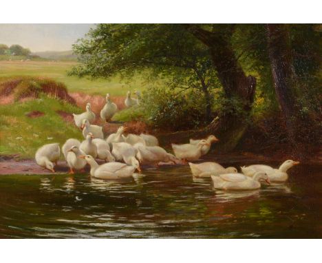 ALFRED BANNER (EARLY 20TH CENTURY)MORNING BATHOil on canvasSigned and dated `1907' (lower right); signed, inscribed as titled