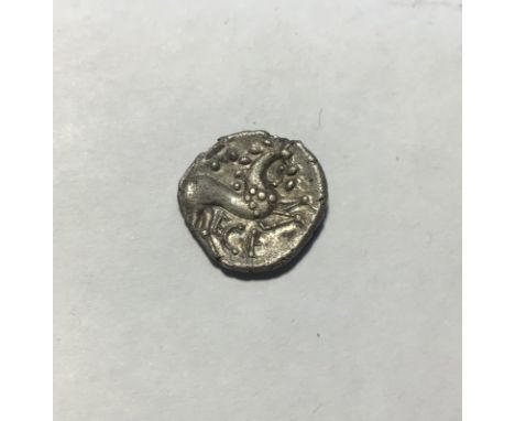 Celtic Britain, Iceni Ecen Silver Unit, early to mid 1st Century, obv- two opposed crescents, rev- Horse. Approximately 1.12g
