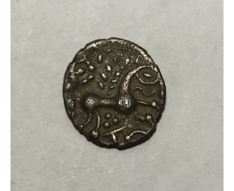 Celtic Britain, Iceni Ecen Silver Unit, early to mid 1st Century, obv- two opposed crescents, rev- Horse. Approximately 14mm 