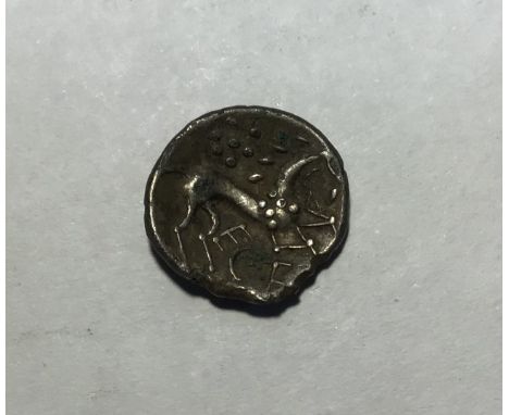 Celtic Britain, Iceni, Silver Unit ECE type, early to mid 1st Century, obv- two opposed crescents, rev- Horse. Approximately 