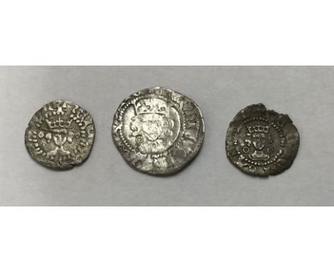 Three Henry VI 1422-61 (first reign), Silver Coins, two half-penny Calais &amp; London Mint with Penny, Calais Mint.