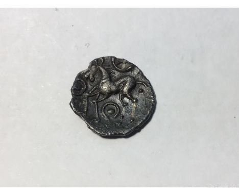 Celtic Corieltauvi Silver Unit, Boar/Horse Type, Obv, Boar with large pellet and ring motif above and smaller ring and pellet