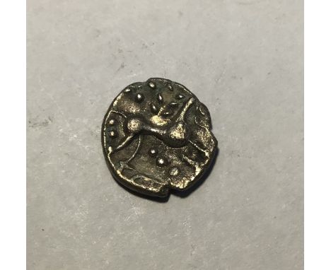 Celtic Britain, Iceni Ecen Silver Unit, early to mid 1st Century, obv- two opposed crescents, rev- Horse. Approximately 12mm 