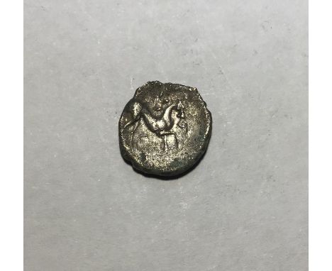 Celtic Britain, Iceni Ecen Silver Unit, early to mid 1st Century, obv- two opposed crescents, rev- Horse. Approximately 12mm 