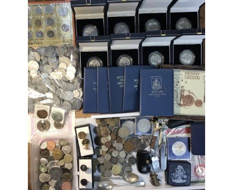 Collection of British and World Coins and Medallic issues, including 8 JCB in aid of the NSPCC presentation medals in origina