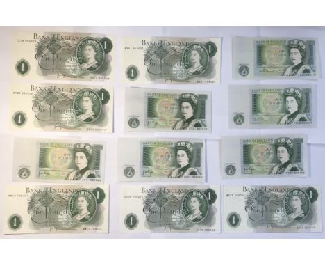 Collection of Bank of England &pound;1 Banknotes of J.B Page &amp; D.H.F Somerset, including Page Replacement &pound;1 Bankno