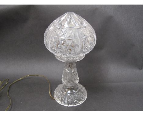 A crystal mushroom lamp. 35cm high.
