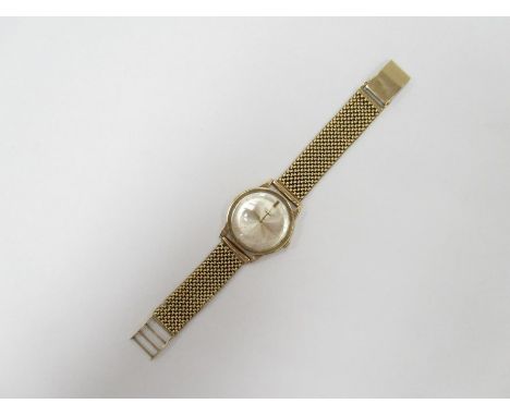 A 1970's Longines gents 9ct gold bracelet wristwatch with manual wind movement, foxing to dial, 47.6g