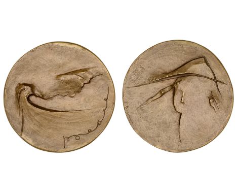 Bouneau, Émile (French, 1902-1970); b. Avignon   FRANCE, Poésie [Poetry], 1968, a large cast light bronze medal by E. Bouneau
