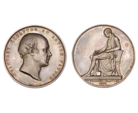 Wyon, William (British, 1795-1851); b. Birmingham   ENGLAND, Sir Francis Chantrey, 1846, a silver medal by W. Wyon for the Ar