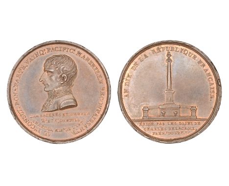 Poize, Pierre (French, 1760-1846); b. Beaucaire   FRANCE, Colonne à Bonaparte à Marseille, AN X [1802], a copper medal by P. 