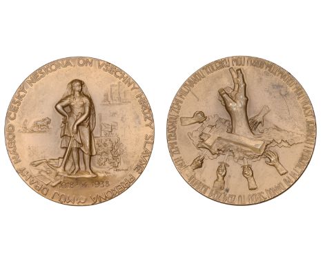 Beutler, Miloslav (Bohemian, 1897-1964); b. Pardubice   CZECHOSLOVAKIA, Mnichovská Dohoda [Munich Agreement], 1938, a bronze 