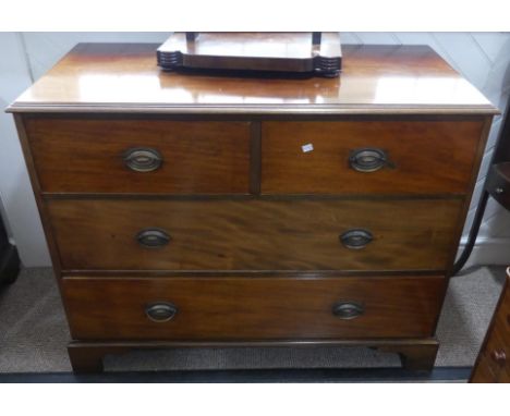 A George III mahogany Chest of Drawers, two short above two long, raised on bracket feet, 45½in wide x 21in deep x 36in high 