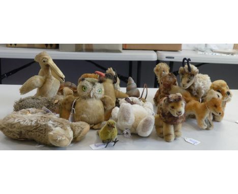 Steiff; A quantity of Miniature Animal Plush Toys,&nbsp;including an elephant with red Steiff coat, a small hedgehog with yel