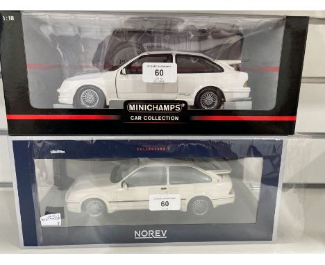 A boxed Minichamps 1:18 scale diecast Ford Sierra RS 1988,&nbsp;together with a boxed Norev 1:18 scale diecast model of a For