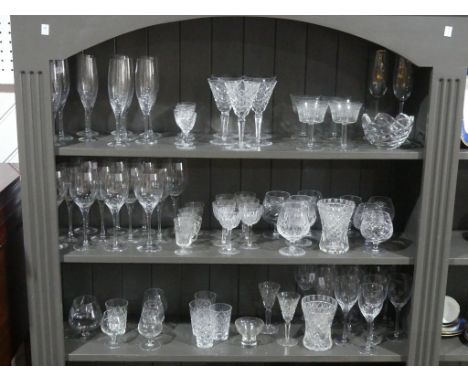 A large quantity of Crystal and Cut Glassware,&nbsp;comprising matched sets of Champagne Flutes, Eight Wine Glasses by Orrefo