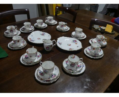 A Royal Albert ?Barbara Ann? pattern part Tea Service,&nbsp;comprising twelve Tea Cups and Saucers, twelve Plates, two Cake P
