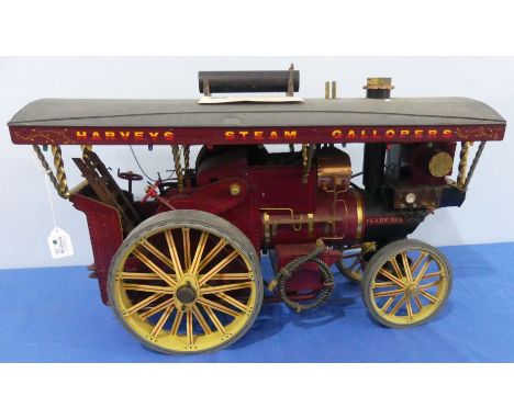 Harveys Steam Gallopers Showmans&nbsp;Steam Traction Engine "Lady Tania", a scratch built metal and wood display model, finis