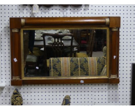 A 19thC rosewood and giltwood rectangular Overmantel Mirror, the plate enclosing within pilaster supports, 18½in (47cm) x 30i