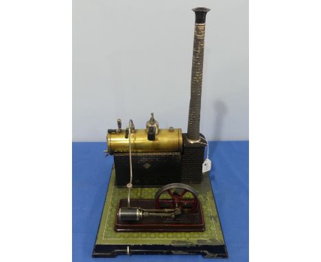 A boxed Bing GBN stationary live steam engine, (Modell-Dampfmachine mit feststehendem), early 20th century, horizontal boiler