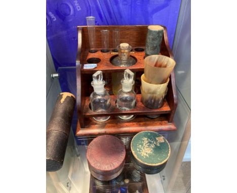 Scientific Instruments; A 19thC mahogany Apothecary Test Tube and Medicine Bottle rack, by 'S. Maw Son &amp; Thompson', bears