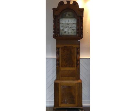 A 19th century mahogany and oak 8-day Longcase Clock, by Owen Roberts, Gaerwen, the 14in (35.5cm) arched painted dial with Ro