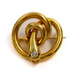 14 kt. Gouden broche, laat 19e eeuw.