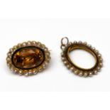 14 kt. Gouden ovale broche, eerste helft 19e eeuw.